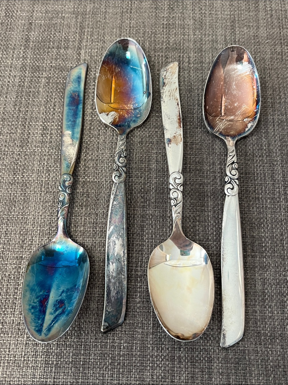 Oneida Community Silver Pleated Desert Spoons 4 pc
